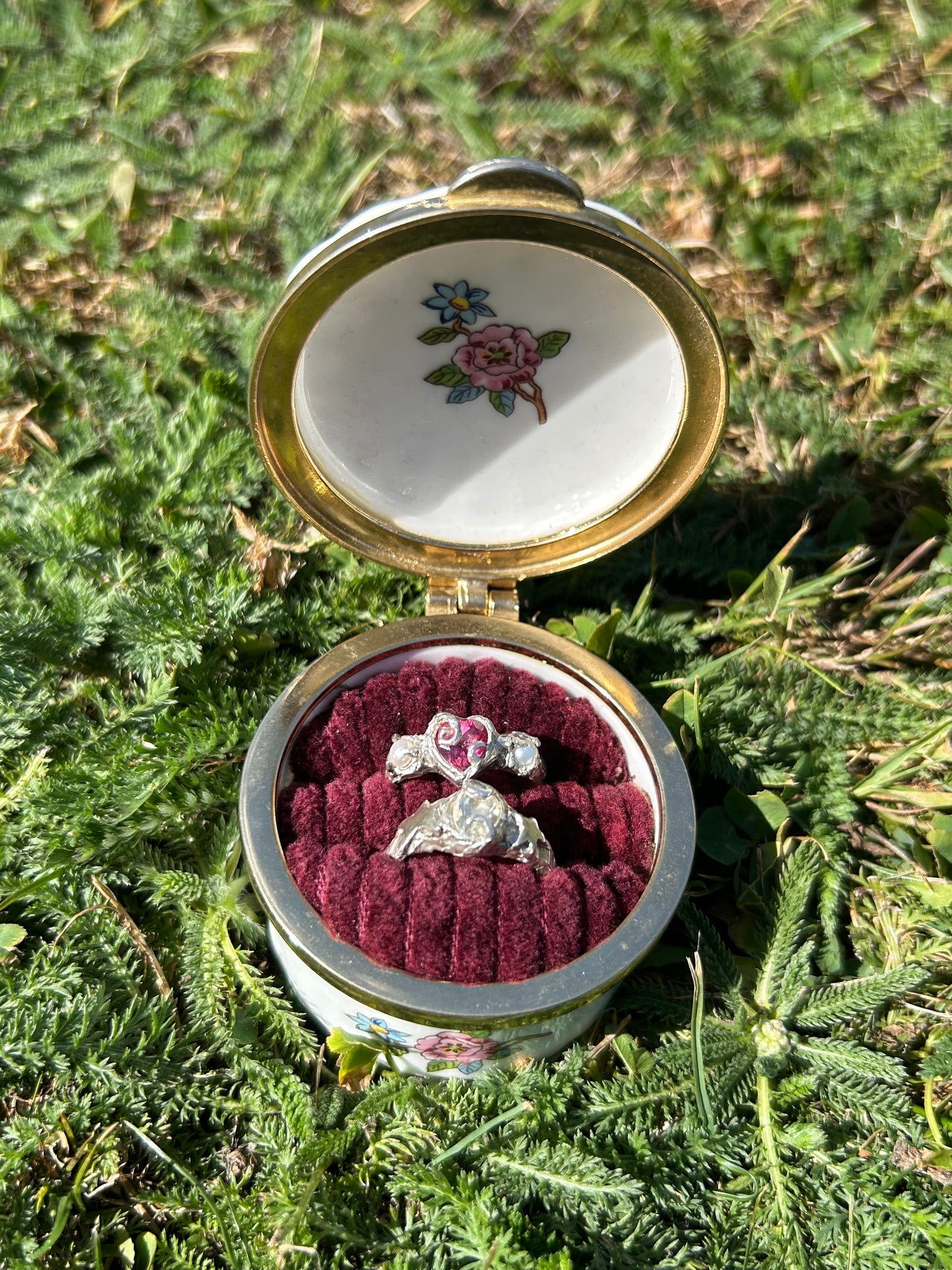 Vintage English Bone China Ring Box