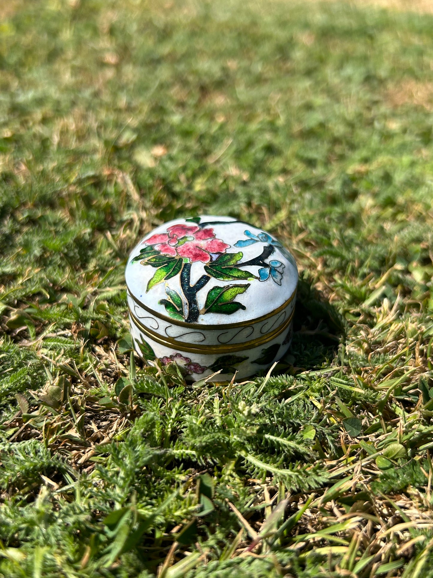 Vintage Cloisonné Floral Ring Box