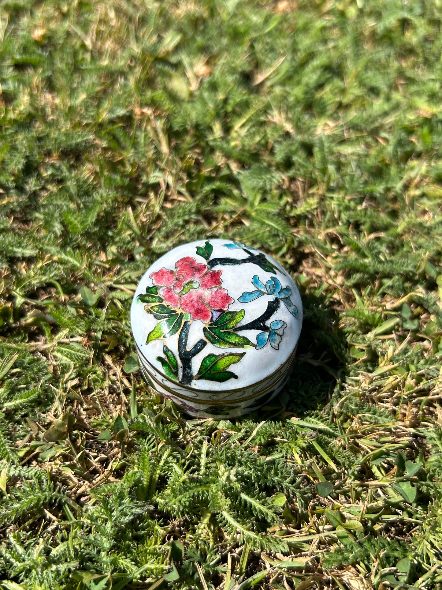 Vintage Cloisonné Floral Ring Box