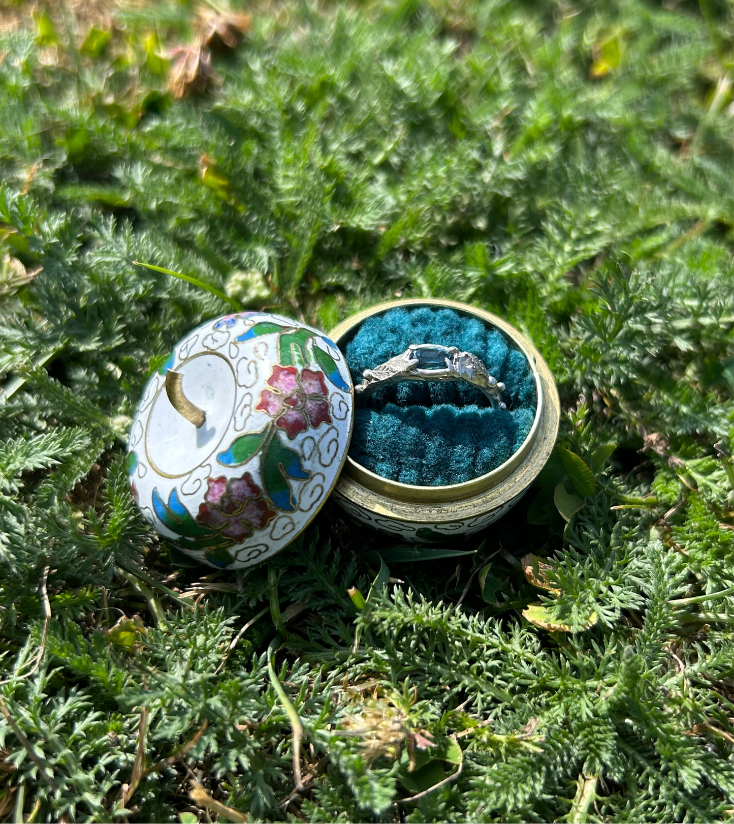 Vintage Cloisonné Apple Ring Box