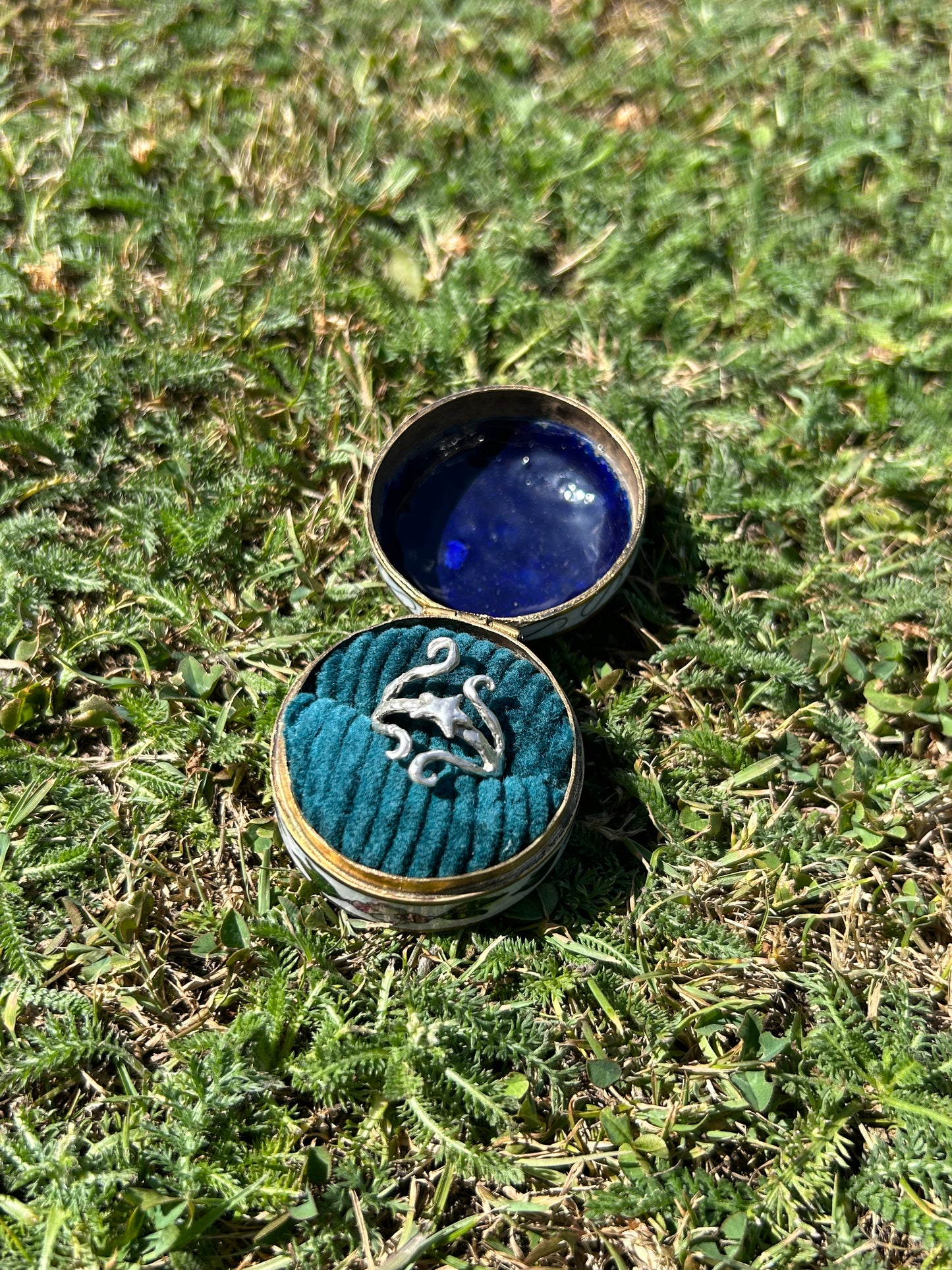 Vintage Cloisonné Floral Ring Box