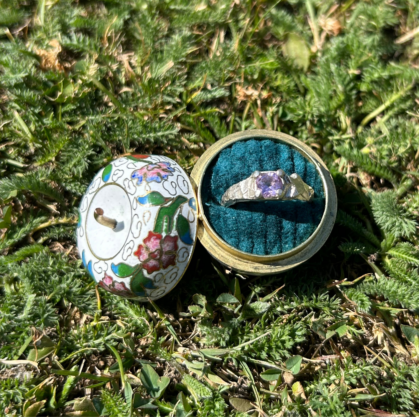 Vintage Cloisonné Apple Ring Box