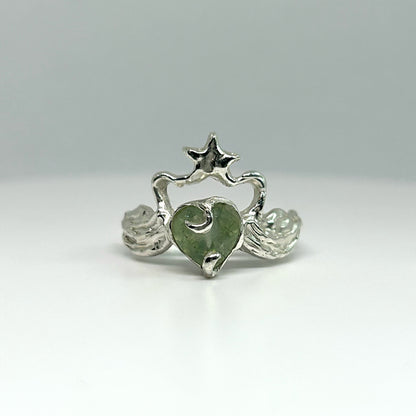 Prehnite & Star Swans in Love - US 8/UK P