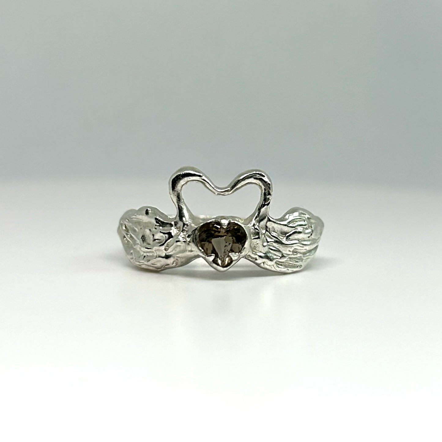 Smoky Quartz Swans in Love - US 5.5/UK K