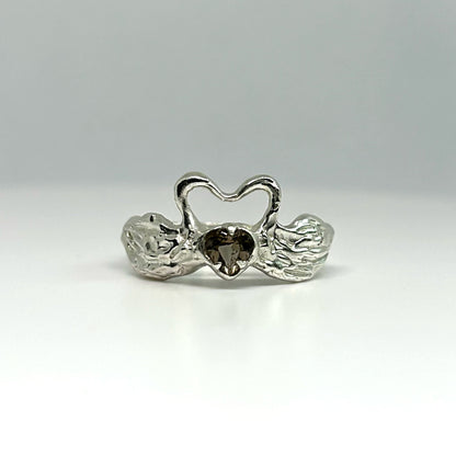 Smoky Quartz Swans in Love - US 5.5/UK K