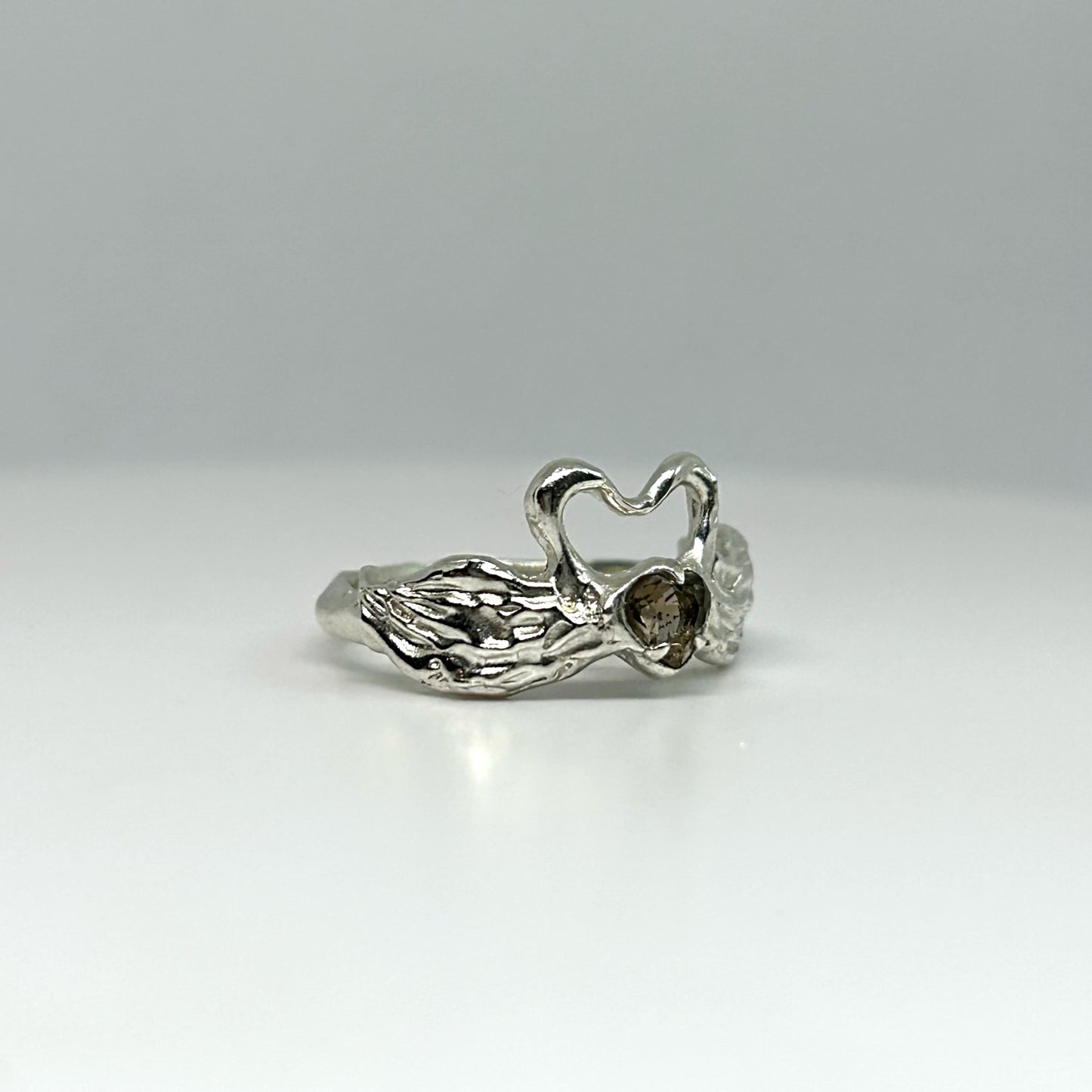 Smoky Quartz Swans in Love - US 5.5/UK K
