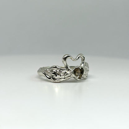 Smoky Quartz Swans in Love - US 5.5/UK K