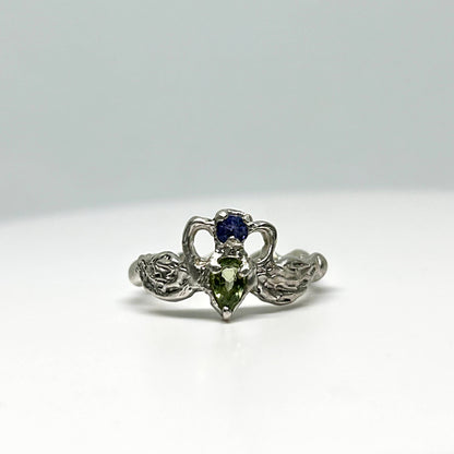 Sapphire & Tanzanite Swans in Love - US 5.25/UK J1/2