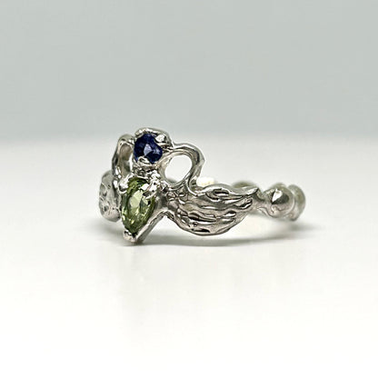 Sapphire & Tanzanite Swans in Love - US 5.25/UK J1/2