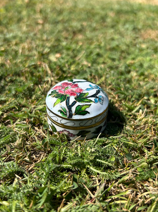 Vintage Cloisonné Floral Ring Box