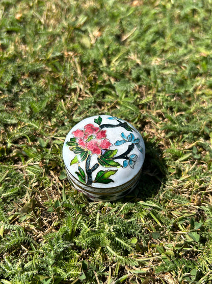 Vintage Cloisonné Floral Ring Box
