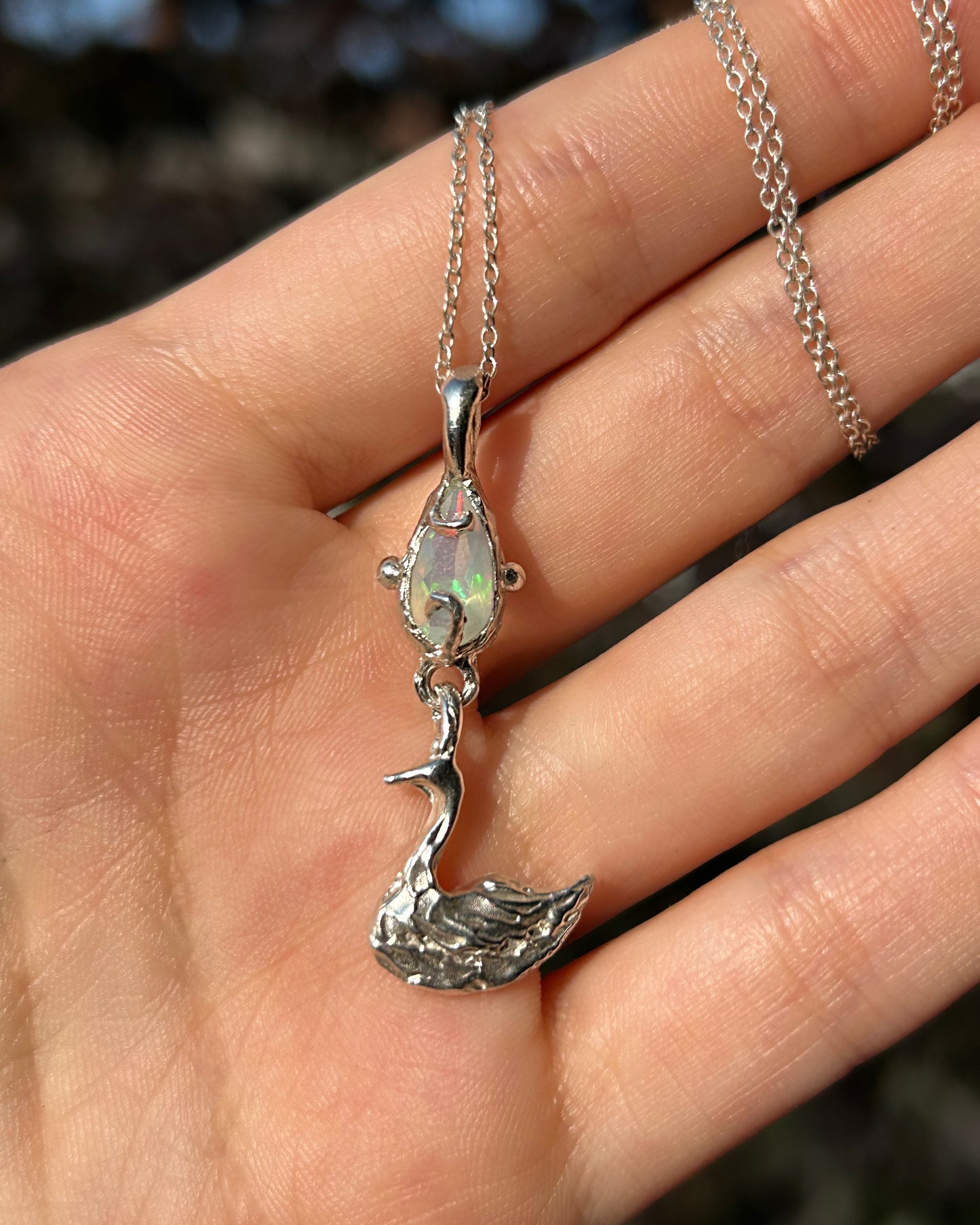 Swan & Opal Necklace - One of a Kind
