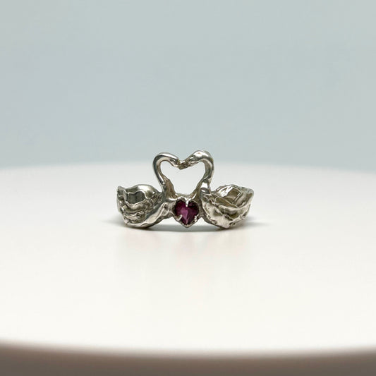 Swans in Love - Made To Order Sterling Silver Ring