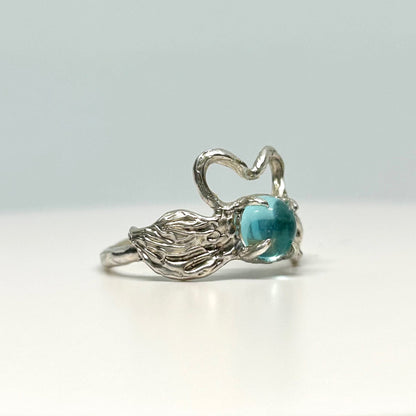 Aquamarine Swans in Love - US 7.5/UK O