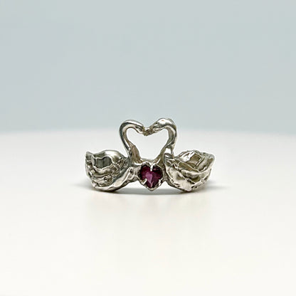 Swans in Love - Made To Order Sterling Silver Ring
