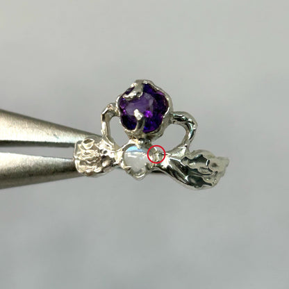 Amethyst & Moonstone Swans in Love - US 7.25/UK N1/2