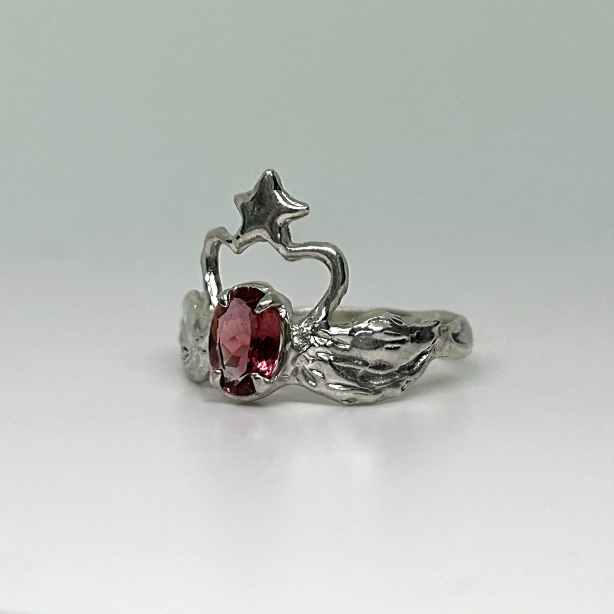 Pink Tourmaline Swans in Love - US 8/UK P
